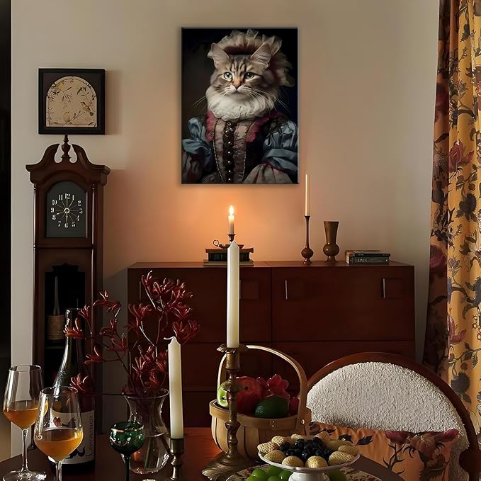 Cat Lovers Gift - 11.5x15 inch Framed Canvas Wall Art for Bathroom, Office, Living Room Persian Cat Art for Home Decor, Unique Housewarming Gift Idea