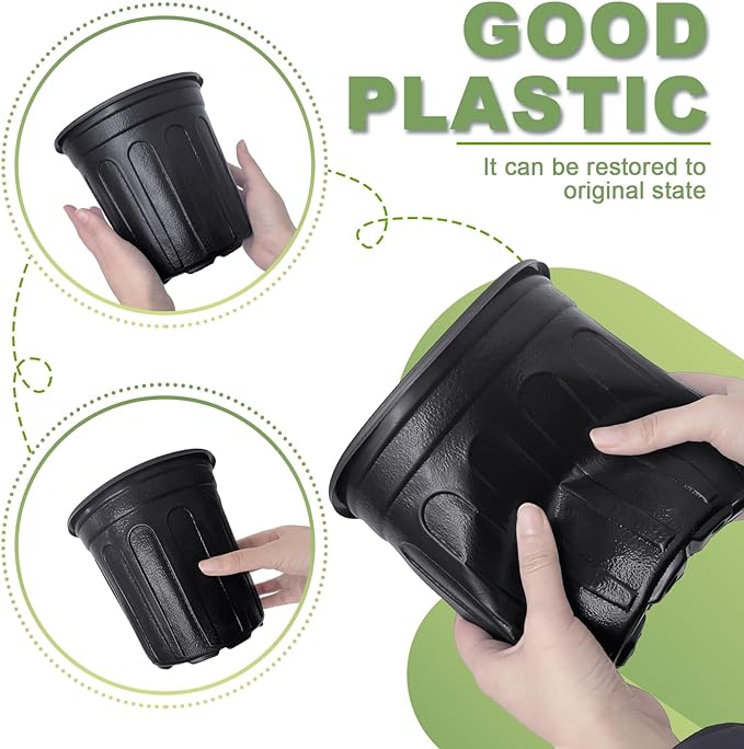 Anyumocz 60 Pcs 1 Gallon Flexible Plant Nursery Pots,Thickened Soft Plastic Seedling Pot with Holes,Flower Plant Container for Succulents,Cuttings,Transplanting,Home Garden(Black)