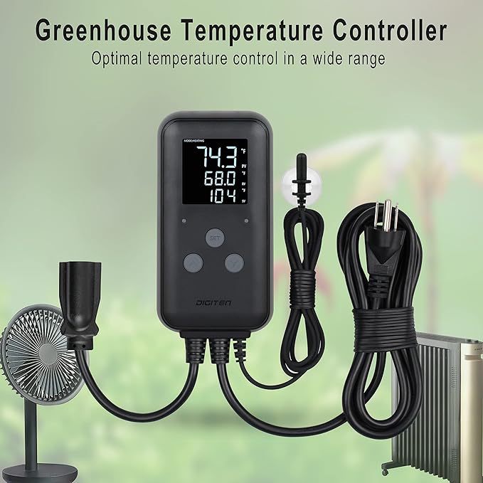 DIGITEN Heat Mat Thermostat Waterproof Temperature Controller DTC315 Greenhouse Thermostat Aquarium Temperature Controller Plug in Thermostat for Seedlings 15A Reptiles Temperature Controller Outlet