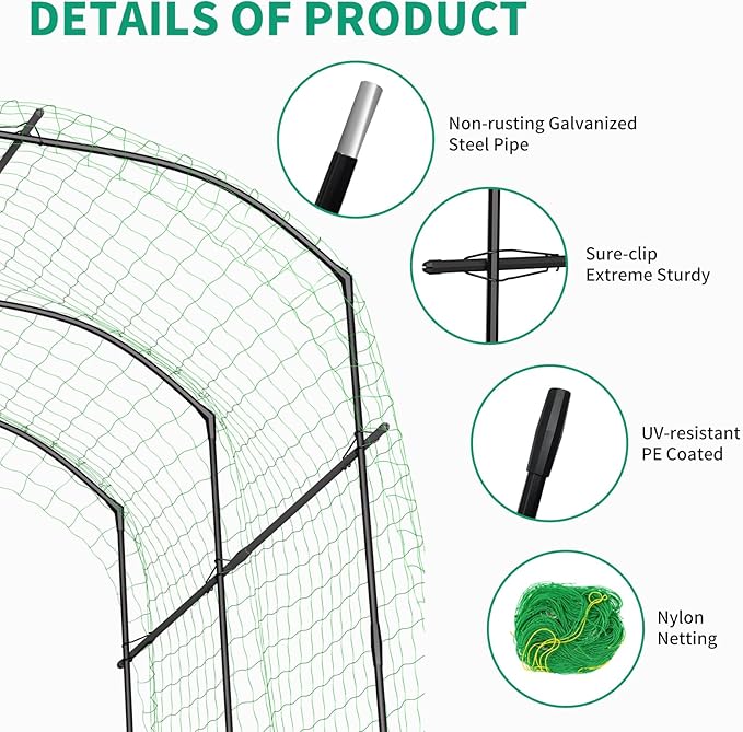 DoCred Tall Garden Arch Trellis for Climbing Plants, 87in Tall Metal Plant Support Trellis Archway for Climbing Vine Vegetable/Fruit/Flower Outdoor Yard Lawn Garden Arch Tunnel Trellis