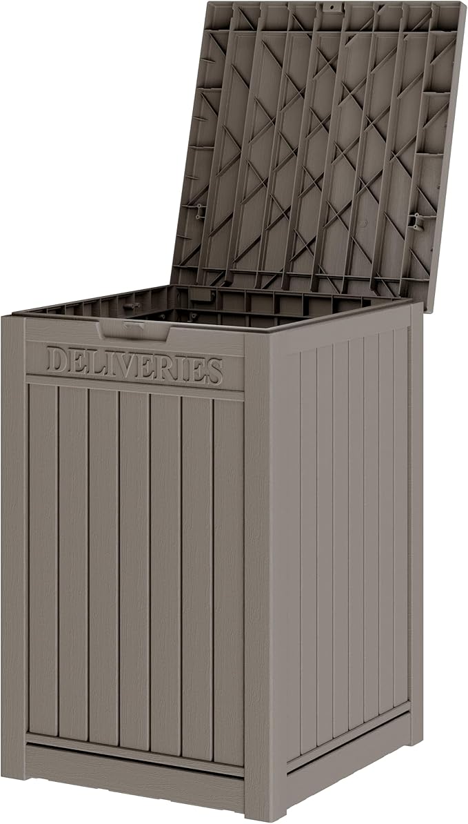 Package Delivery Box for Outside, 48 Gallon Storage with Lockable Secure, Large Resin Outdoor Package Drop Container