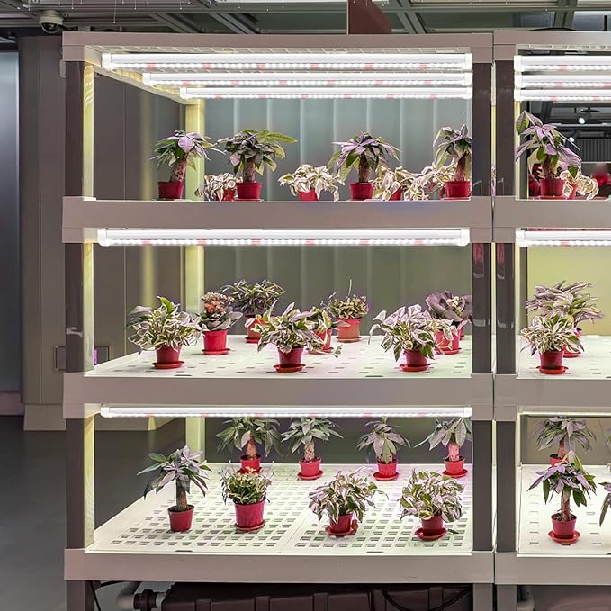 T5 LED Grow Lights, 1.4Ft 5000K Full Spectrum White Grow Lights for Indoor Plants Strip, Greenhouse Succulent Seed Starting, End-to-End Design