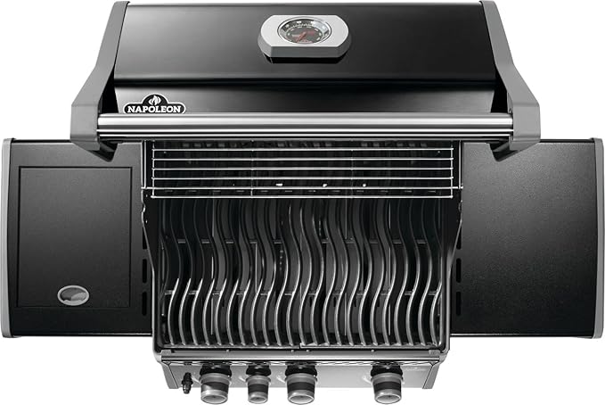 Napoleon Rogue 425 Natural Gas Grill with Range Side Burner, Black, 3 Stainless Steel Main Burners, Durable Outdoor Cooking
