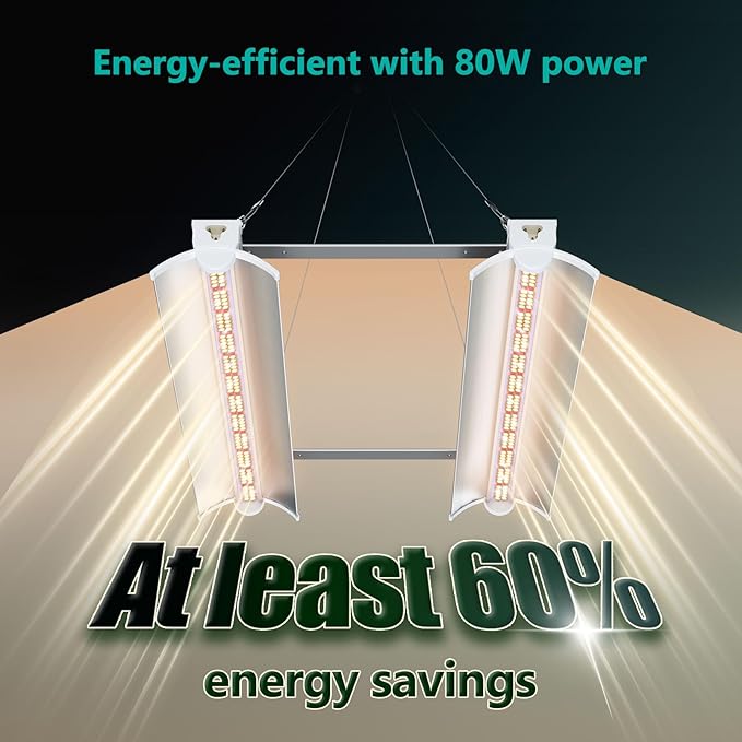 JESLED 80W Full Spectrum Plant Growing Lights with Timer, Plug in Suspended Fixture for 2x2/3x3ft Grow Tent Room, Greenhouse Cultivation, Laboratory Plant Cultivation, 1.4FT