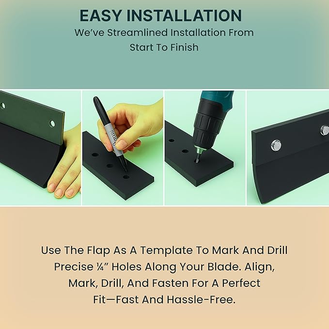 SIMOND STORE - Rubber Snow Plow Cutting Edge – Heavy Duty 96" x 8" x 0.39" Snow Plow Deflector Smooth & Surface-Safe Snow Clearing - Fit for ATV, Tractors,Skid Steers & UTVs Snow Pusher Cutting Edge