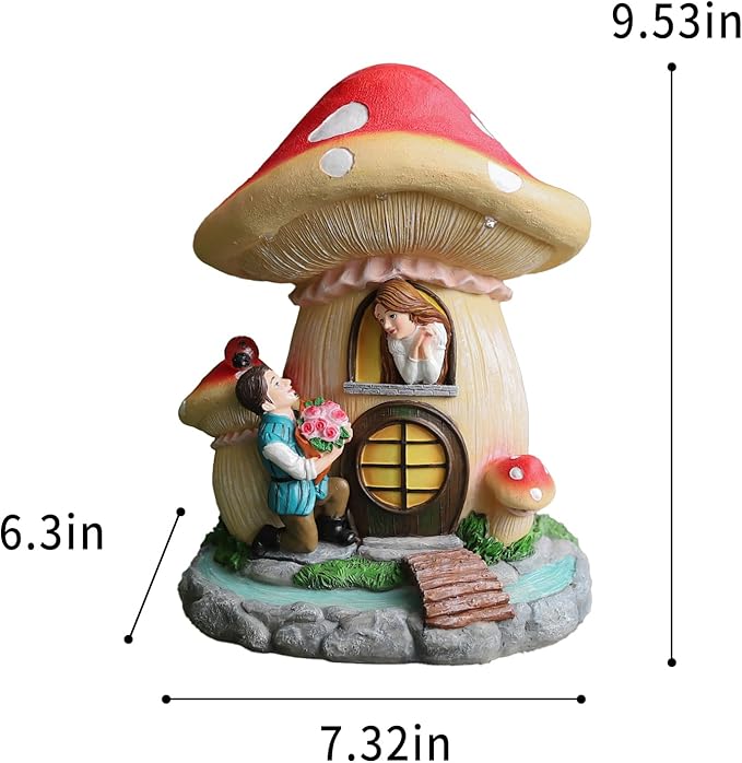 Solar Garden Outdoor Statues Princess and Prince with 3 LED Solar Figurine for Lawn,Patio,Balcony,Yard Decor Unique Housewarming Gift, for Grandfather, Father,Grandma,Wen