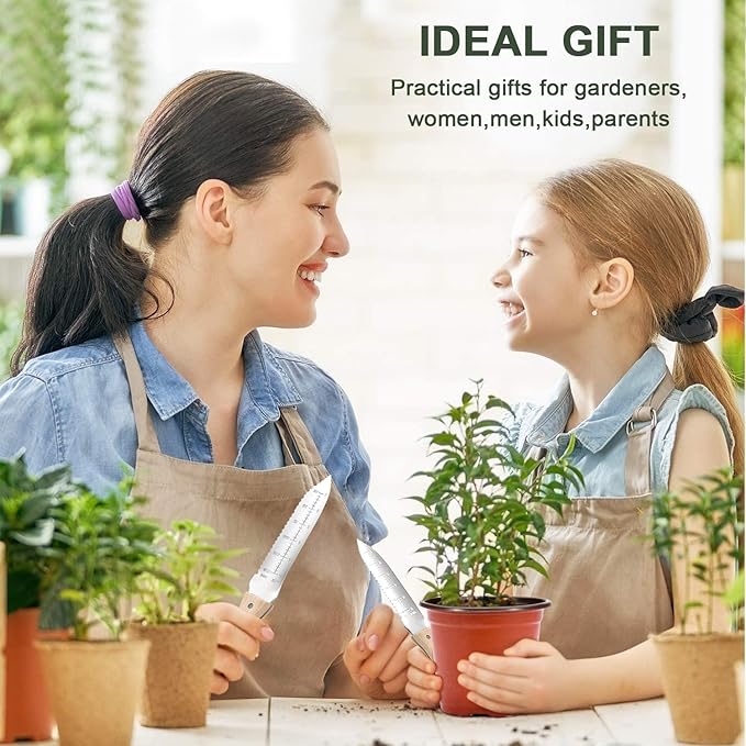 ZHENHAN Hori Hori Garden Knife- 7.2" Multi-Purpose Garden Knife with Heavy-Duty Stainless Steel Blade & Ergonomic Grip for Digging,Planting,Weeding(Silver)