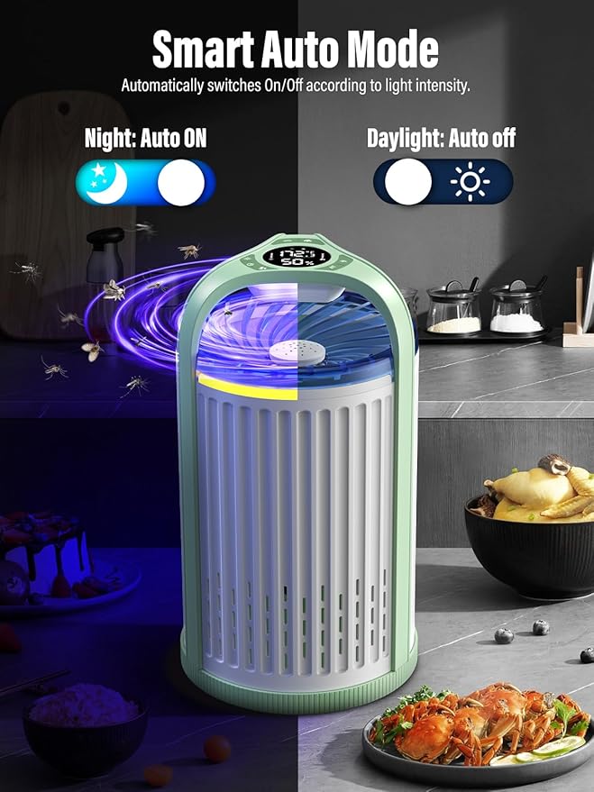 Fruit Fly Traps for Indoors, Smart Fly Trap Indoor Bug Zapper Gnat Traps for House Indoor Plant, Pest Control with 10PCS Refills - Green & White