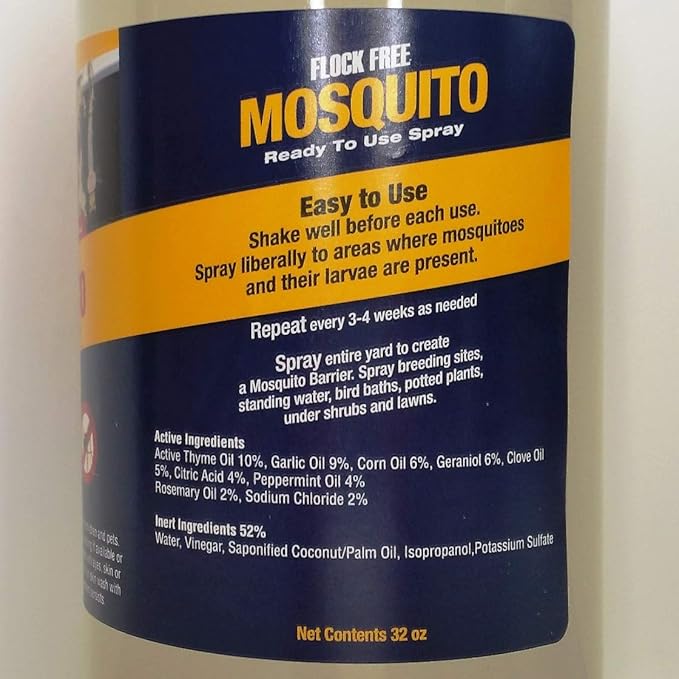 Natural Mosquito Control Ready to Use Spray, Repels Mosquitoes, Ticks, Fleas, Flies, Gnats, and Chiggers Away (32 oz Ready to use)