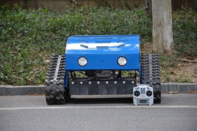 Remote Control Lawn Mower, Small Petrol Tracked All Terrain Weed Whacker for Garden, Lawn and Farm