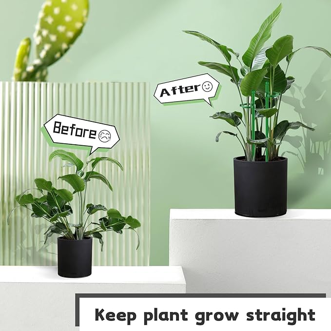 Plant Stakes 17inch &11inch SupKing Adjustable Length Plant Support Stake 16Pcs Green Orchid Stick with Clips for Indoor Outdoor,Garden Pole for Potted Tomato Amaryllis Vegetables Comes with 20 Ties