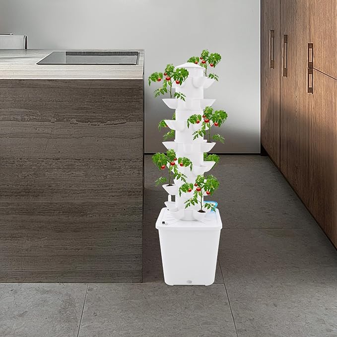 Hydroponic Growing Tower, 7 Layer 35 Pods Hydroponic Grow Towers Kit with Water Pump and Movable Water Tank, Plant Germination Kit, for Vegetable, Strawberries, Lettuce