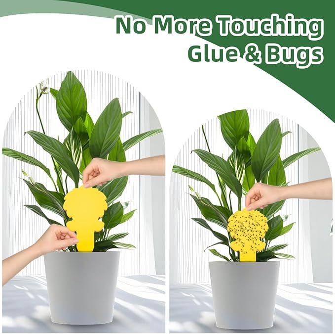 58 Pcs Ice Cream Shaped Gnat Traps, Novel Design for Easy and Conveinent Use, Yellow Sticky Traps for Fungus Gnat, Fruit Fly & Flying Insect, Ideal for Plants & Kitchens, Super Sticky, Kid & Pet Safe