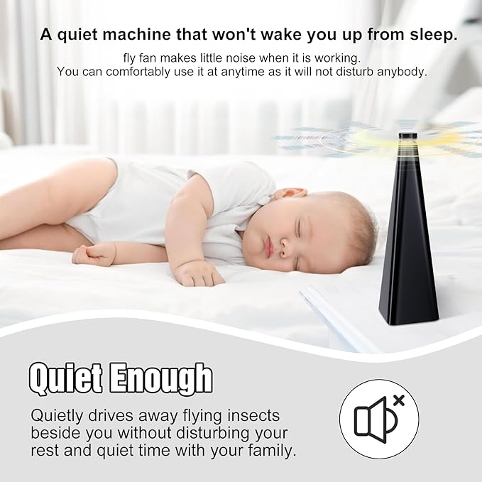 Glovv Fly Fans for Tables, Food Fans to Keep Flies Away Indoor Outdoor, Bug Deterrent Spinners Portable Battery Powered Flies Table Top Fan for Dinner Home, Camping, Picnic (Black 3 Pack)