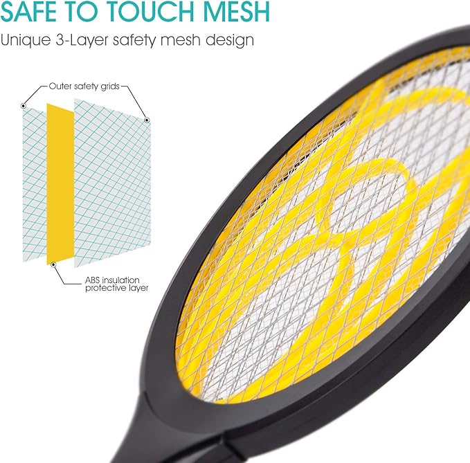 mafiti Fly Swatter Electric, Battery Powered Fly Killer Mosquito Zapper Bug Zapper Racket for Indoor Outdoor (2 Pack)