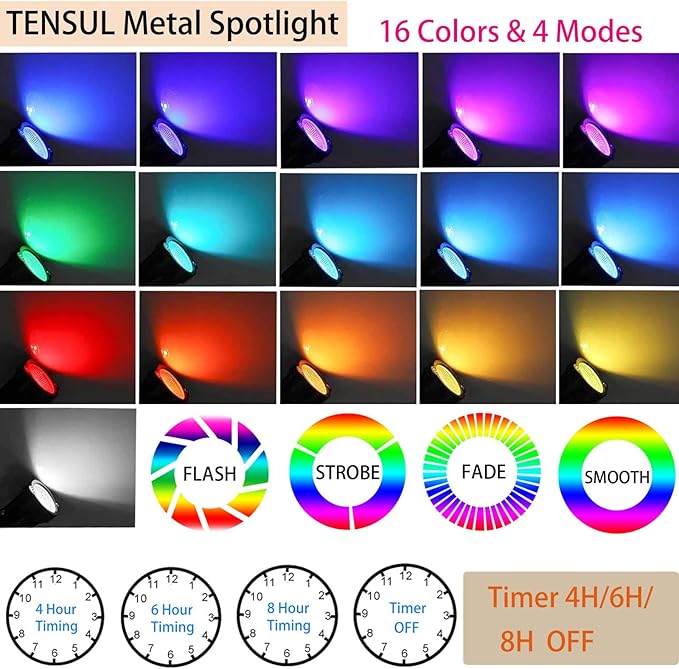 20W Halloween Outdoor Spot Lights with Timer, IP65 Waterproof Metal RGB Landscape Spotights Color Changing Spotlight for Outdoor Yard Garden (4 Lights)