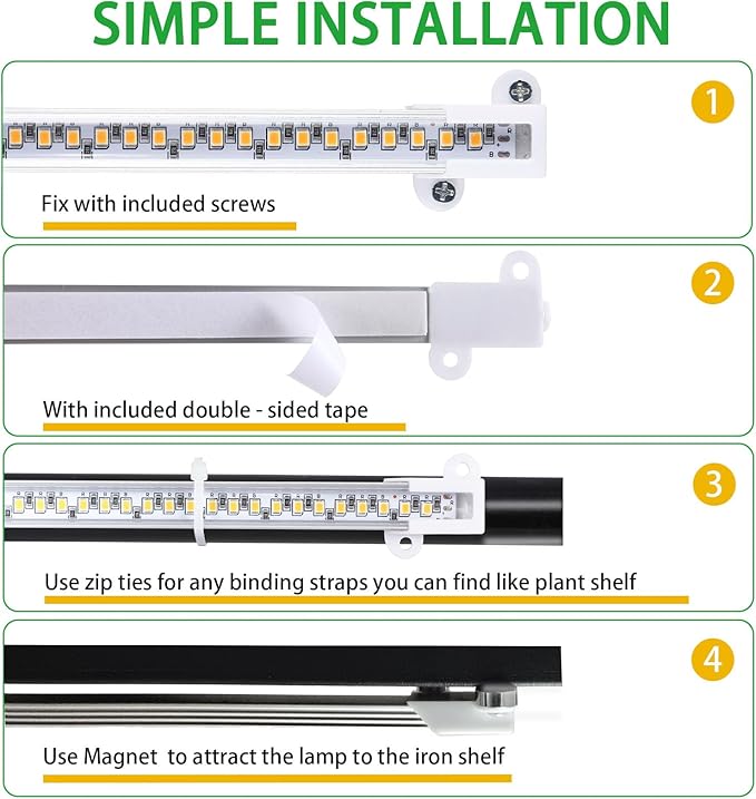 LED Grow Light Strips, Full Spectrum Plant Growing Lights for Indoor Plants 3500K, 144 LEDs Plant Lamp with 3/9/12H Timer, 10 Dimmable Levels, 3 Head 13 Inches