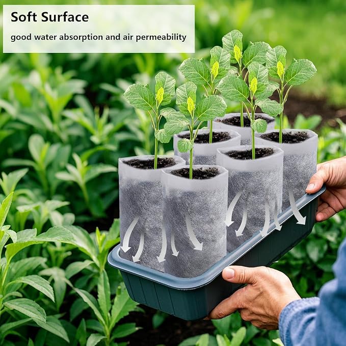Belit 100 Pcs Nursery Grow Bags, Non-Woven Plants Pots Container for Starting Deep Rooted Plants Vegetable, Flower, Seedling Tree (7.5"x13.5")