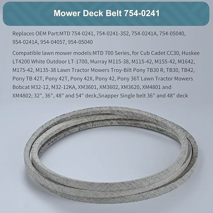 5/8 x 35'' Mower Drive Belt 954-05040, 754-0241, 754-0241A, 754-0241-352,954-0241A, 954-05040 Kevlar Lawn Mower Belt for MTD, Cub Cadet, Troy-Bilt, Craftsman (754-0241)