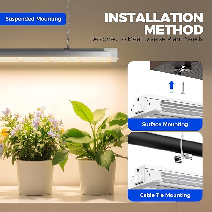 Barrina Grow Lights for Seed Starting, High PPFD, Full Spectrum, Linkable, Hanging Grow Lights for Indoor Plants with On/Off Switch, Vegetables