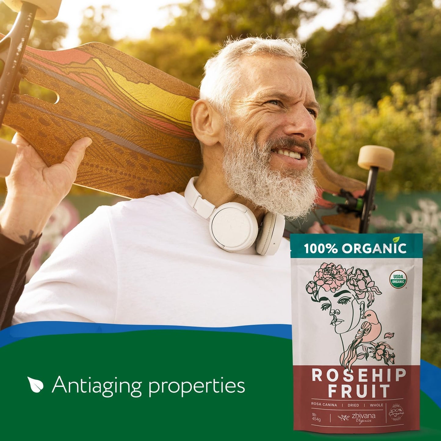 Organic Rose hips Dried Whole (16oz.) – Rosehip Fruit Tea Loose (Rosa Canina) – Source of Vitamin C from Food – European Origin