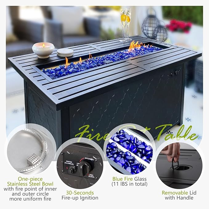 Sophia & William Oversized Patio Furniture Set with Fire Pit Table, Outdoor Wicker Rattan Sectional Sofa 8 Piece Patio Conversation Set for Deck, Backyard, Porch, Outside(45-Inch Fire Pit,Beige)