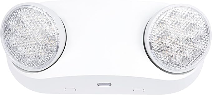 GRUENLICH LED Emergency Light with Battery Backup, 2 Adjustable Bug Eye Heads Lights, US Standard, AC 120-277V, Hardwired Commercial Emergency Exit Light for Business, 1-Pack