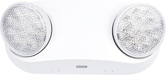 GRUENLICH LED Emergency Light with Battery Backup, 2 Adjustable Bug Eye Heads Lights, US Standard, AC 120-277V, Hardwired Commercial Emergency Exit Light for Business, 1-Pack