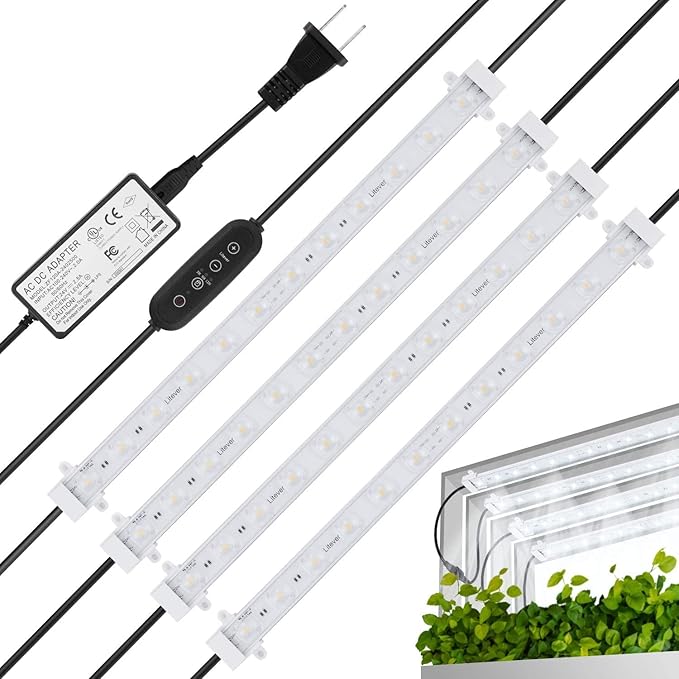 Litever Grow LED Light Strip Kits for Plants, 45W, Full Spectrum White Grow Lights, Easy Installation. Good for Indoor Plant Grow Shelf, Greenhouse, Grow Cabinets