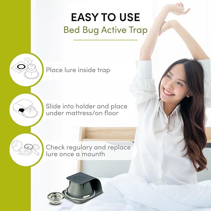 Scout Bed Bug Detection Trap – Non-Toxic Early Monitoring Solution with Patented Pheromone Technology, Includes 12 Bed Bug Detection Traps, Replaceable Lures and User Guide
