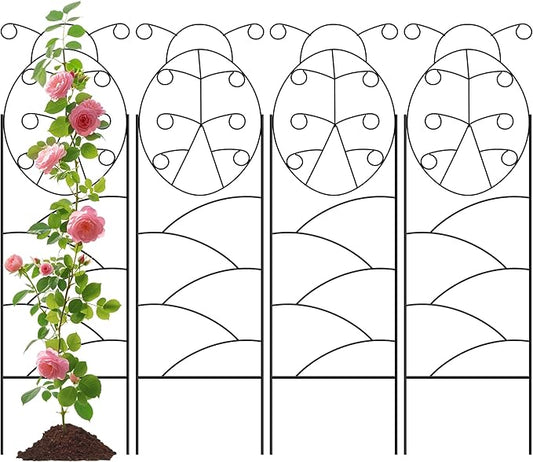 ARIFARO Garden Trellis 56″ H x16″ W (Pack of 4) Metal Climbing Plant Trellis Outdoor/Indoor Sturdy Flower Trellis for Climbing Vines, Rose, Potted Plants