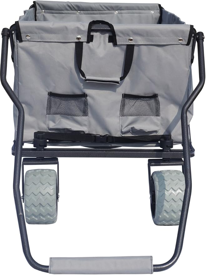 Impact Canopy Folding Collapsible Utility Wagon, Extra-Large Wagon with All-Terrain Wheels, Grey