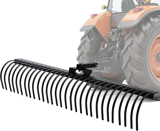 Specraft 72" Behind Landscape Rake for Tractor, Tow Dethatcher Rake with 29 Steel Coil Tines and 2" Receiver, Fit for 3-Point Suspension Systems