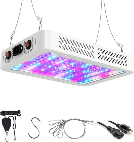 Beelux 1000w LED Grow Light for Indoor Plants Full Spectrum, Upgrade Dual Chips and Dual Switch Plant Grow Lights for Seed Starting Veg and Flower Greenhouse (Actual Power 100W=1000W HPS)