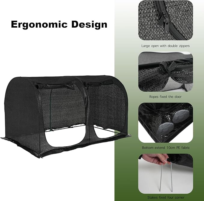 Large Tunnel 8.2'x4' Sunshade Cloth Gardening Net,Easy Set up 4FT Tall Crops Shade Cover, UV Resistant Plant 80% Sunblock Net for Vegetables,Fruits and Mini Flower Pot with Stakes and Carry