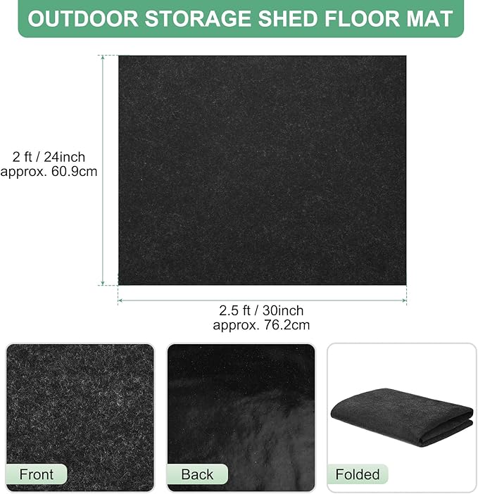 Outdoor Storage Shed Mat, 2x2.5 ft Waterproof Small Shed Flooring Mat for Patio Furniture Floor Protecting from Wear/Liquid/Dust/Oil, Non-Slip Carport Pad [Grey]