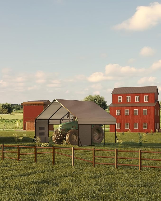 20'x15'x12.7' Heavy Duty Metal Carport, Steel Carports Canopy with Galvanized Steel Frame and Roof, Metal Carport Shelter for Boats, SUVs and Trucks