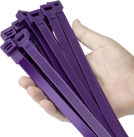 12 inch Purple Zip Ties Heavy Duty 100 PCS, 250 LBS Ultra Exclusive Strong Plastic Wire Ties, Large Cable Ties Extra Long Tie Wraps, Indoor and Outdoor UV Resistant