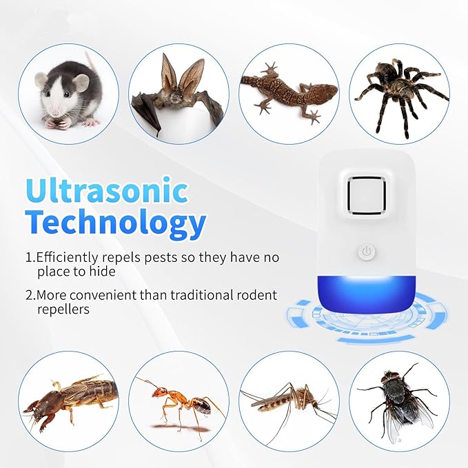 Ultrasonic Pest Control Repeller Plug in, Electronic Rodent Repellent for Indoor Home, Mosquito Repellent, Cockroach Killer, Spider Repellent (1 Pack)