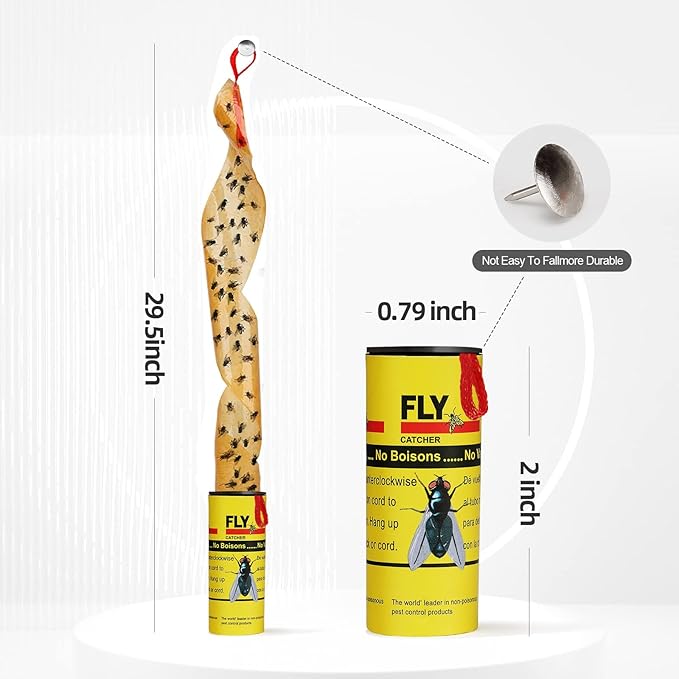 Fly Traps for Indoors Outdoor, Fly Paper Strips Sticky Hanging, Fruit Fly Strips,Fly Tape Catcher Ribbon, Fruit Fly Gnat Trap Killer Fly Traps for Inside Home(35 Pack)