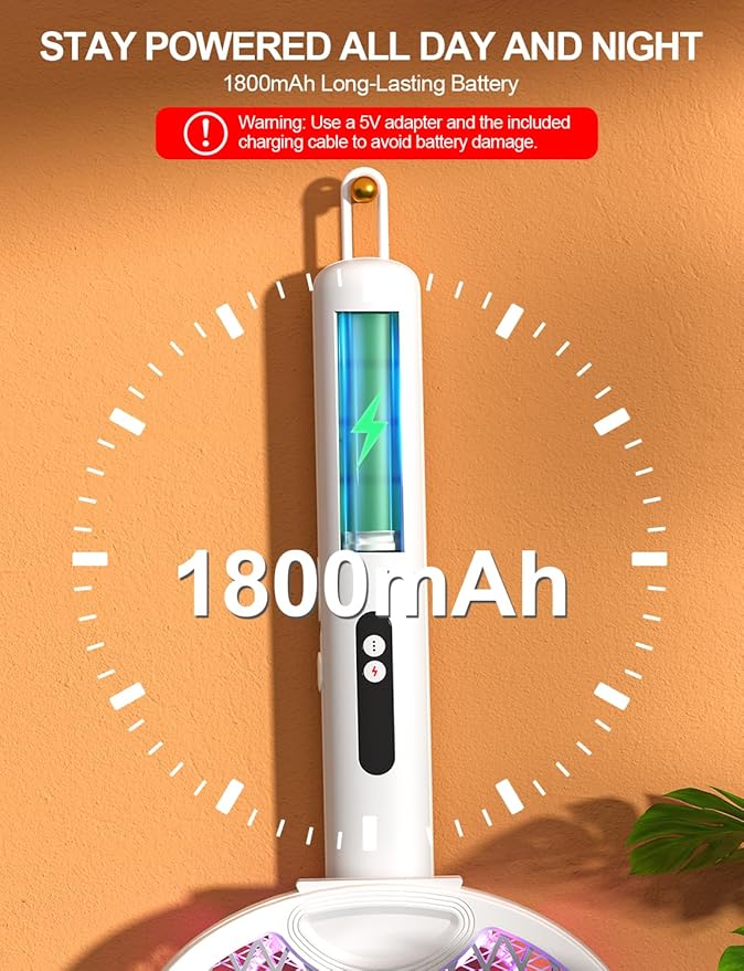 Electric Fly Swatter 3 in 1 Bug Zapper Racket with 4000V 1800mah Battery 5-Layer Safety Mesh 180° Foldable Electric Mosquito Swatter Suitable for Indoor or Outdoor