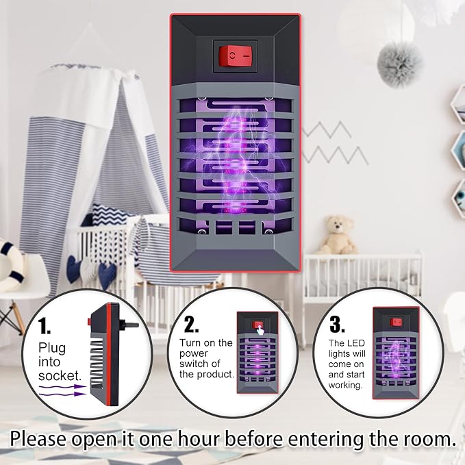 2 Pack Plug in Bug Zapper Indoor Flying Insect Trap, Electronic Mosquito Zappers Gnat Traps with LED Light for Patio, Bedroom, Kitchen, Office