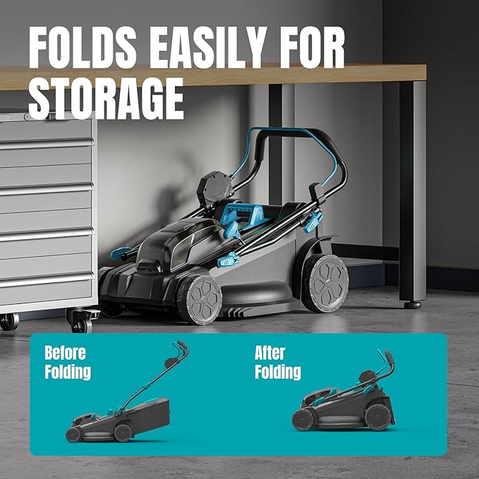 2x20V 17.9 inch Electric Lawn Mower Cordless, Brushless Push Lawn Mower with 6-Position Cutting Height Adjustment, 2x4.0Ah Battery & Dual Charger Included