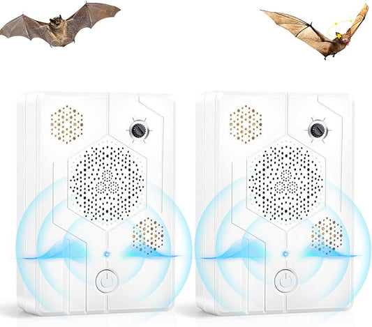 2 Pcs Upgraded Ultrasonic Bat Repellent for Attic,Garage Indoor & Outdoor Use,Humane & Effective Rechargeable Bat Deterrent Devices Reject Repelling System,Get Rid of Bats Keep Away Home Farm