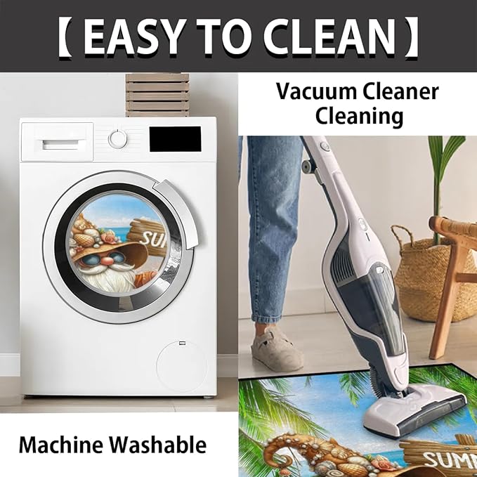 cfpolar Half Round Door Mat, Summer Gnome Semi Circle Area Rug, Non Slip Area Rug Soft Doormat for Front Door Indoor Entrance Wear Half Moon Rug for Kitchen Bedroom Patio Fireplace 24 x 36 in-2