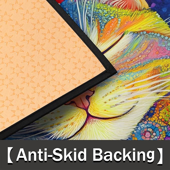 cfpolar Non-Slip Soft Half Round Door Mat, Colorful Nap Cat Semicircle Mat for Indoor Entrance Garage Bath Living Room Patio 24 x 36 in