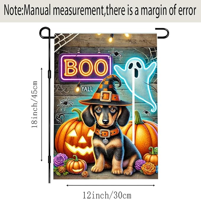 Halloween Pumpkin Puppy Dog Winter Garden Flag 12x18 Inch Double Sided Fall Flag