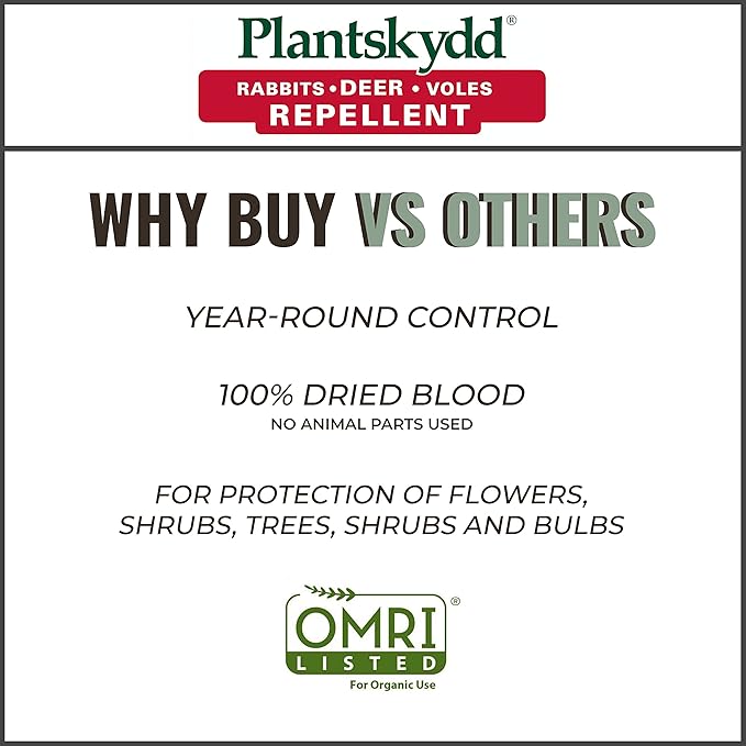 Plantskydd Animal Repellent - Repels Deer, Rabbits, Elk, Moose, Hares, Voles, Squirrels, Chipmunks and Other Herbivores; Wettable Powder Concentrate - 2.2 LB Box - Makes 2.5 Gallon Liquid (PSP-R2)