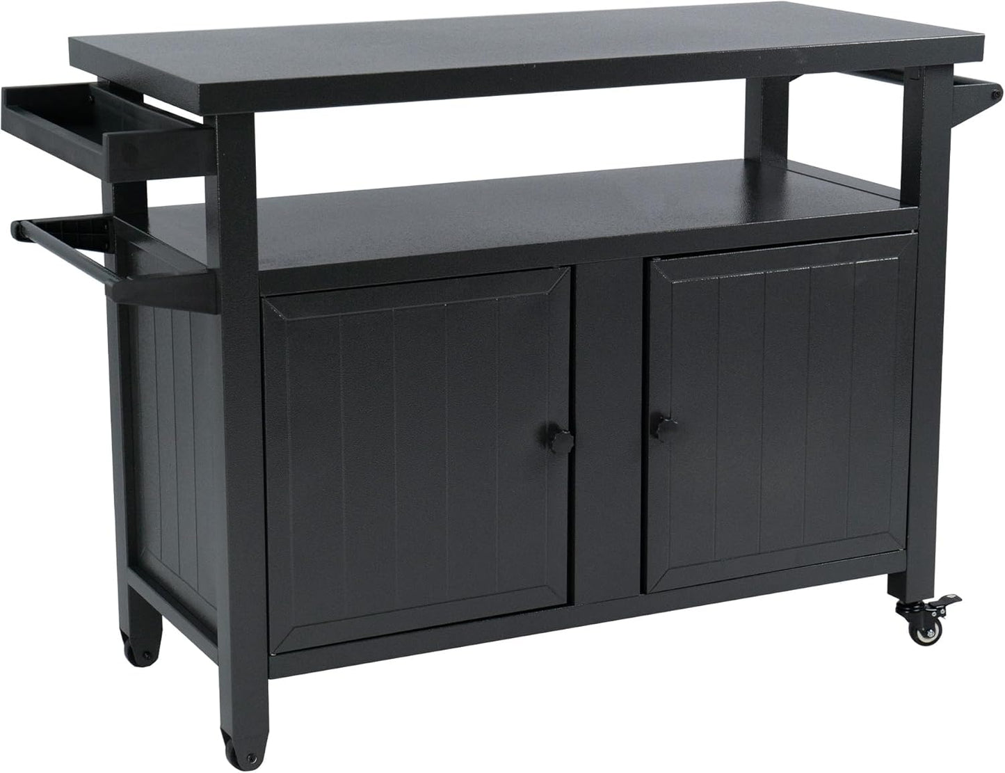 Kozyard BBQ Grill Storage Cart/Bin, Grill Carts Outdoor Storage Cabinet with Wheels, Cooking Prep BBQ Table for Patio Island Home Party Bar (Grey)