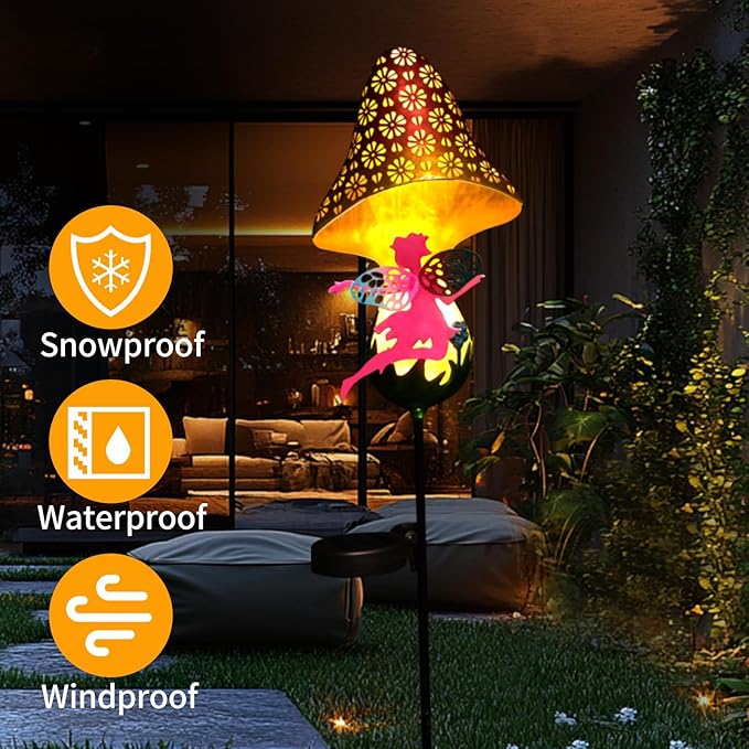ZKLiLi Solar Lights Garden Decorations,Mushroom Fairy Light,Solar Warm LED Light for Pathway Lawn Patio Courtyard Gifts for Mom Grandma Women(Fairy Mushroom)